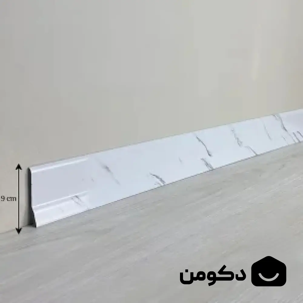 قرنیز پی وی سی سفید با رگه های طوسی سایز ۹ سانت